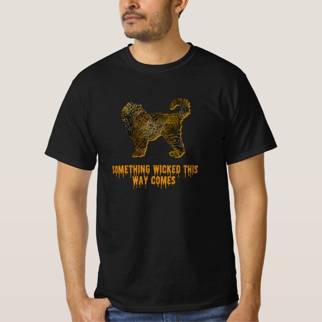 Camiseta Silueta de perro Cockapoo divertida naranja Hallow (Anverso)