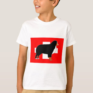 Camiseta silueta de perro de montaña bernés en bandera óxid