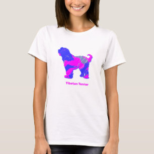 Camiseta Silueta de perro de territorio tibetano rosa calie