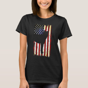 Camiseta Silueta De Perro Jindo Coreano Bandera Estadounide