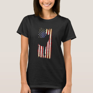 Camiseta Silueta De Perro Jindo Coreano Bandera Estadounide