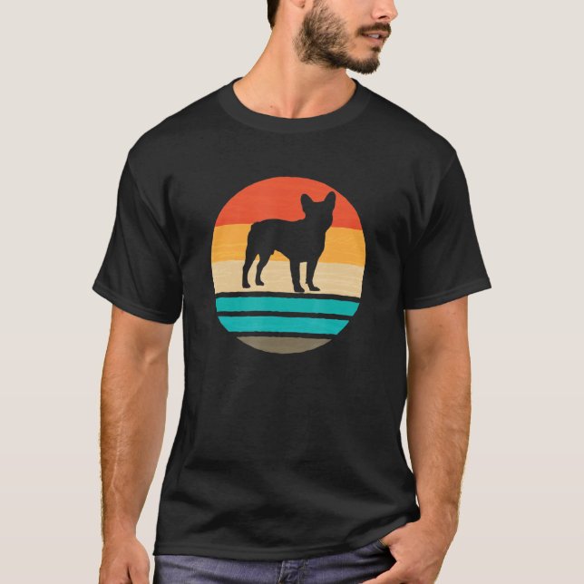 Camiseta Silueta de perro retro de Bulldog francés (Anverso)