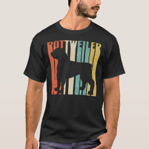 Camiseta Silueta De Perro Rottweiler Retro 1970 Cortada