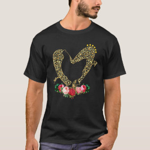 Camiseta Silueta De Pollo Bonito Estampado De Leopardo Poll
