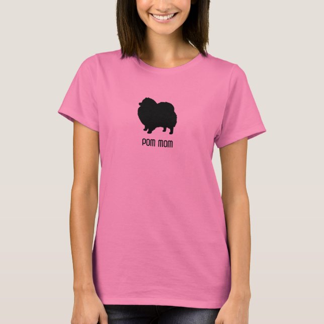Camiseta Silueta de Pomeranian - mamá de Pom - amante del (Anverso)