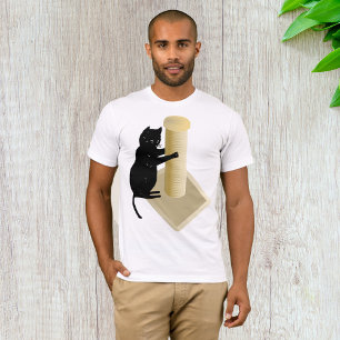 Camiseta Silueta de Poste de Rascar Gato Negro