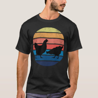 Camiseta Silueta de puesta de sol de granja de pollos vinta