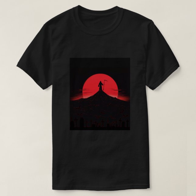 Camiseta Silueta de puesta de sol de Grim Reaper (Diseño del anverso)