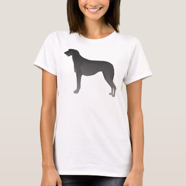 Camiseta Silueta de raza de perro básica de Deerhound (Anverso)