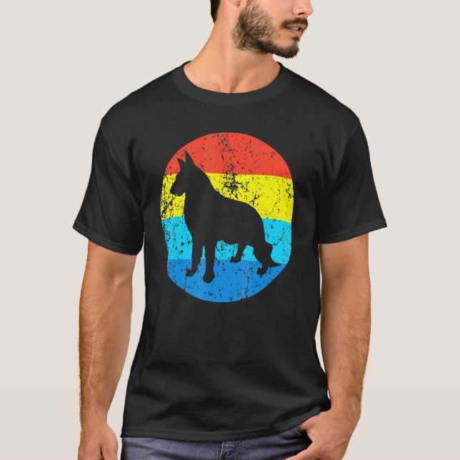 Camiseta Silueta de raza de perro pastor alemana retro de l (Anverso)
