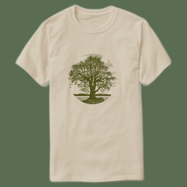 Camiseta Silueta de roble vintage | Bosque rústico  (Subido por el creador)