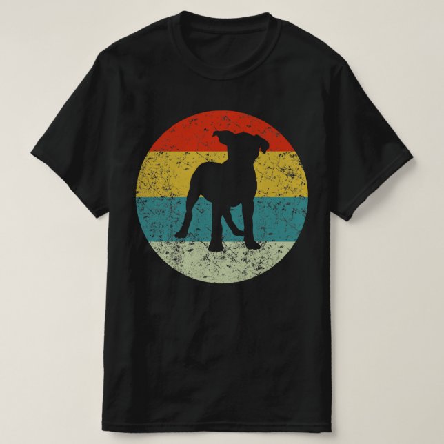 Camiseta silueta de rottweiler retro vintage años 70 (Diseño del anverso)