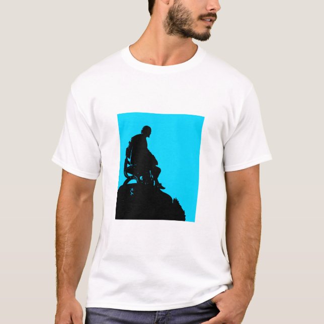 Camiseta Silueta de Shakespeare con fondo azul brillante (Anverso)