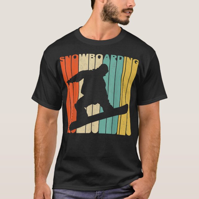 Camiseta Silueta de Snowboarding Retro Vintage (Anverso)