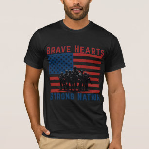 Camiseta Silueta de soldado con bandera estadounidense