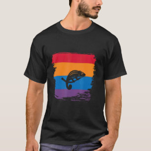 Camiseta Silueta De Sombra Chameleon Con Bandera Colorida