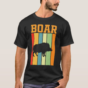 Camiseta Silueta De Sombra De Boar En Colores Retro