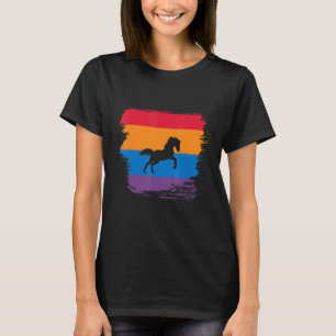 Camiseta Silueta de sombra de caballo con bandera colorida