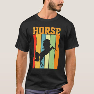 Camiseta Silueta de sombra de caballo en colores retro