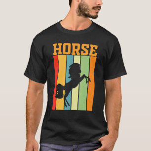 Camiseta Silueta De Sombra De Caballo En Colores Retro