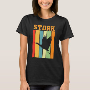 Camiseta Silueta de sombra de cigüeña en colores retro