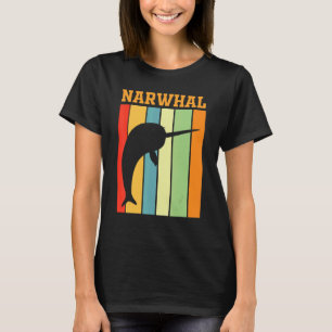 Camiseta Silueta de sombra de narval en colores retro