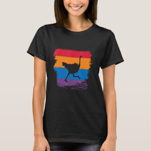 Camiseta Silueta De Sombra De Ostrich Con Bandera Colorida
