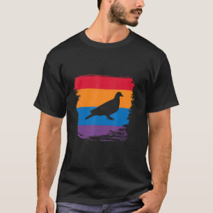 Camiseta Silueta De Sombra De Paloma Con Bandera Colorida