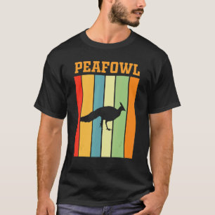 Camiseta Silueta De Sombra De Pavo Real En Colores Retro