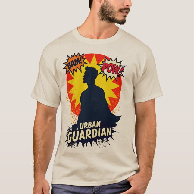 Camiseta Silueta de superhéroes retro - Diseño de guardiane (Anverso)