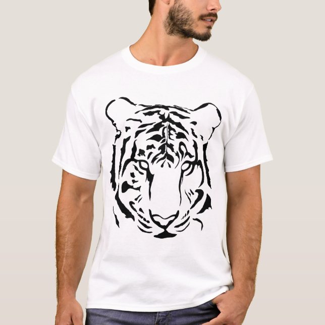 Camiseta Silueta de tigre blanco y negro (Anverso)