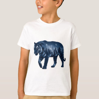 Camiseta Silueta de tigre surrealista de doble exposición e