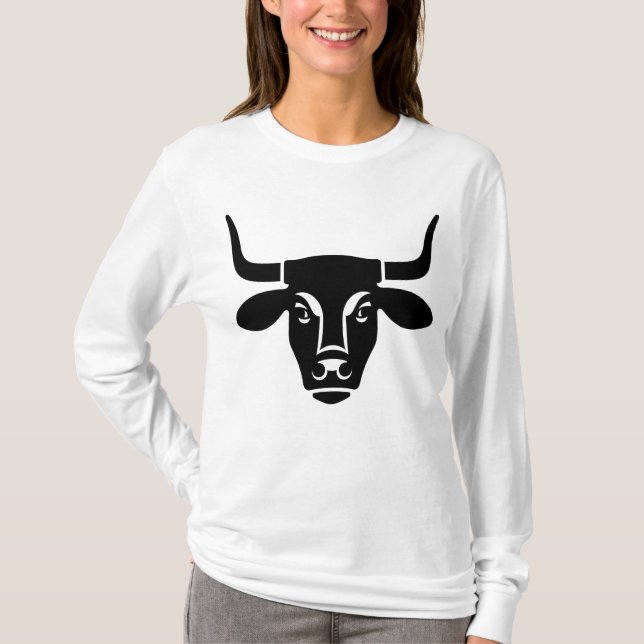 Camiseta Silueta de toro negro minimalista (Anverso)