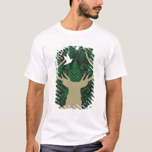 Camiseta Silueta de un ciervo, de una paloma y de una