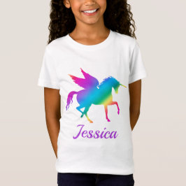 Camiseta Silueta de unicornio con gradiente de arcoíris par