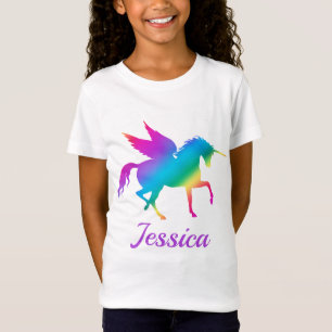 Camiseta Silueta de unicornio con gradiente de arcoíris par