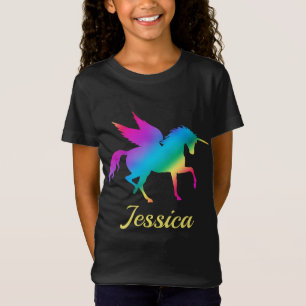 Camiseta Silueta de unicornio con gradiente de arcoíris par