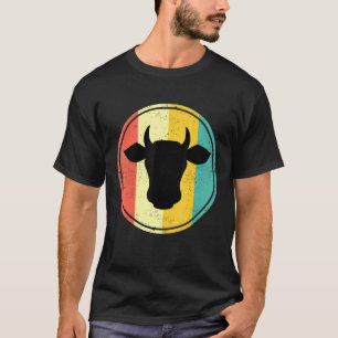 Camiseta Silueta de vaca Rayas Retro Animal Antiguo Hueco