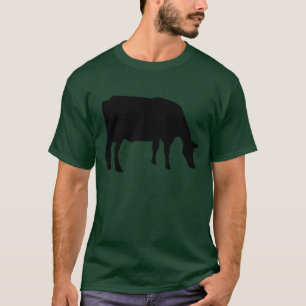 Camiseta Silueta de vaca Vaca negra, Dibujo original, Granj