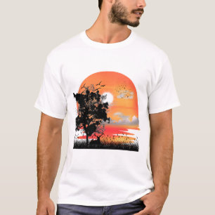 Camiseta Silueta de Vida Silvestre de la Hora Dorada