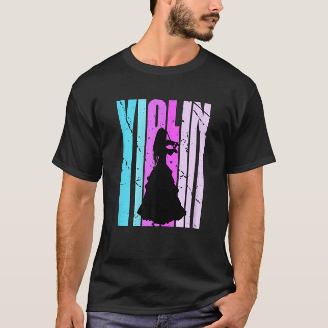 Camiseta Silueta de violín de niñas hija violinista femenin (Anverso)