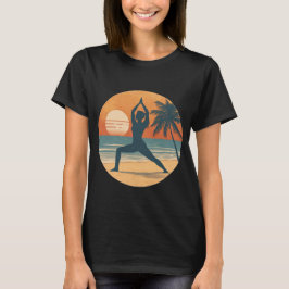 Camiseta Silueta de Yoga en Puesta de Sol en la Playa | Vid
