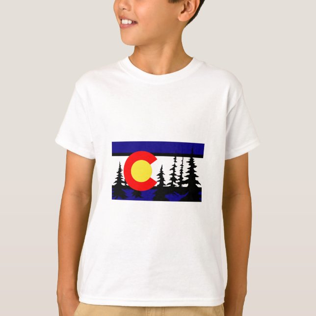 Camiseta Silueta del árbol de la bandera de Colorado (Anverso)