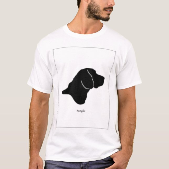 Camiseta Silueta del beagle blanco y negro (Anverso)