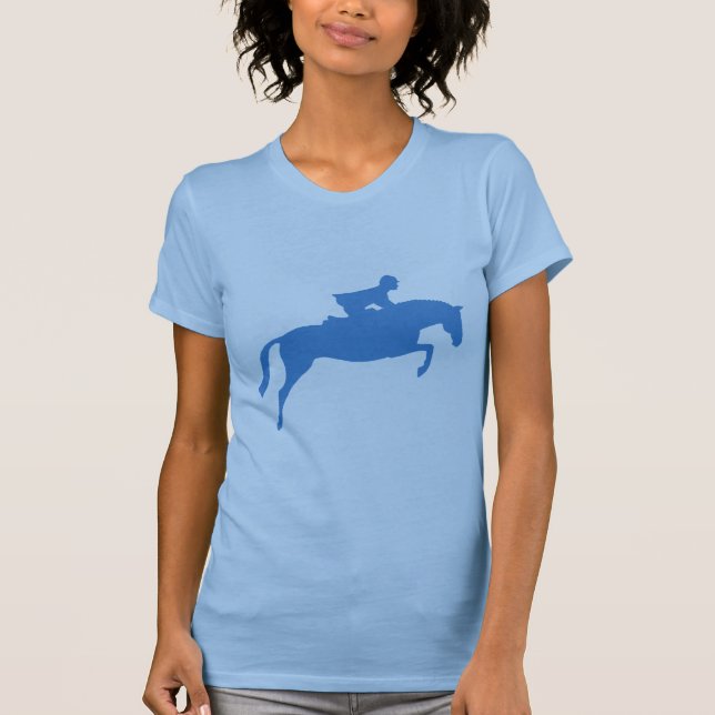 Camiseta Silueta del caballo del puente (azul) (Anverso)