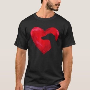 Camiseta Silueta del corazón de Greyhound Valentine Dog Lov