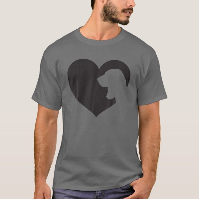 Camiseta Silueta del corazón del perro del perro del lecho  (Anverso)