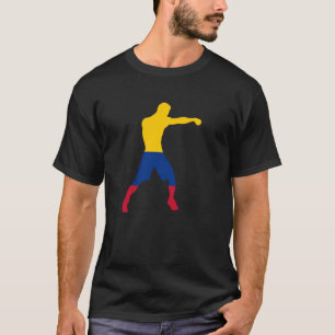 Camiseta Silueta del hombre boxeador de la bandera de Colom