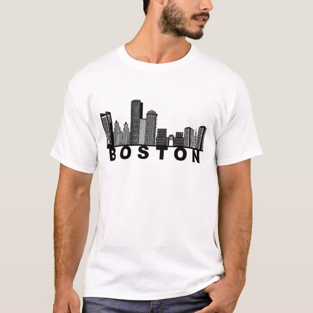 Camiseta Silueta del horizonte de Boston  (Anverso)