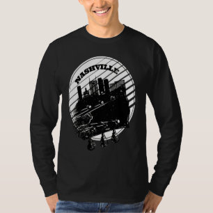 Camiseta Silueta del horizonte de Nashville Música Guitarra